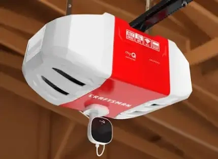 Craftsman garage door opener installed on a residential garage ceiling for reliable automatic door operation.